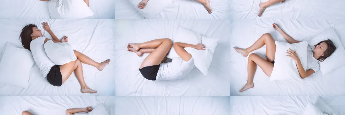 triptych of photos displaying a person sleeping in different positions